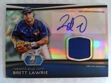2012 Bowman Platinum - Brett Lawrie #AR-BL Refractor Patch Auto Blue Jays