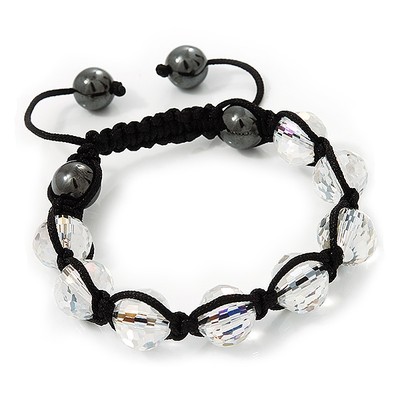 Transparentes Kristallperlen Armband - verstellbar - 11 mm Durchmesser