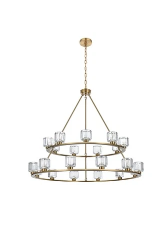Elegant Lighting Cadence 48" Two-Tier Chandelier in Satin Gold - Picture 7 of 8