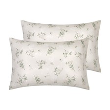 2 pcs Pillowcase for Hair and Skin Soft Cotton Floral Pillow Cases Beige