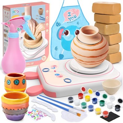Skirfy Pottery Wheel Kids Craft Kit, Ages 6-12, Clay Sculpting, Art DIY Gift