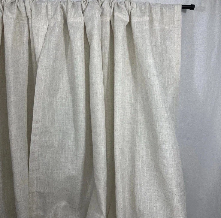 2 cortinas Allen + Roth ENGLEWOOD 50”x 64” varilla bolsillo lengüeta trasera panel crema/gris Foto 2 de 4