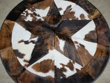 2 Handmade Patchwork  Leather Rug Cowhide #167&180,New Cowhide Genuine Size 40",