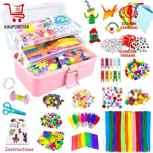 Bastelset Kinder 3000 StüCk Diy Bastelkoffer Bastelbedarf Pfeifenreiniger-image