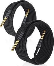 1/4 Inch TRS Instrument Cable 10Ft 2-Pack,Straight 6.35Mm Male Jack Stereo Audio
