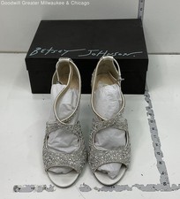 NIB Blue By Betsey Johnson Bayli High Heeled Faux Crystal  Pearl Sandals Size 9