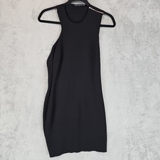 Zara Mini Dress Womens Size M Black Crepe Cut Out Shoulder Zipper Cocktail