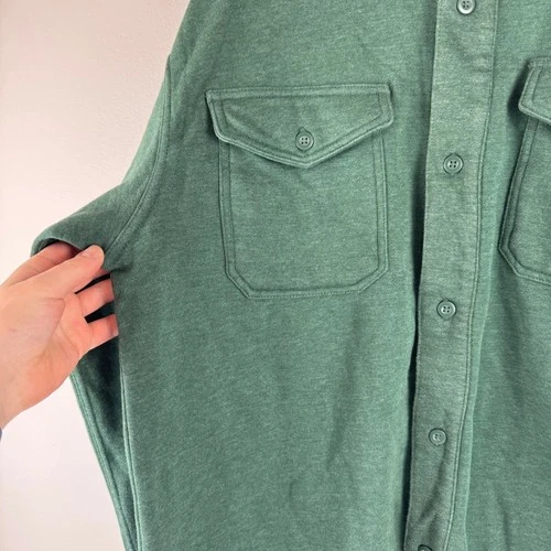 Lazer Mens Deep Emerald Green Fleece Shacket Button Front ML71219 New L image 12