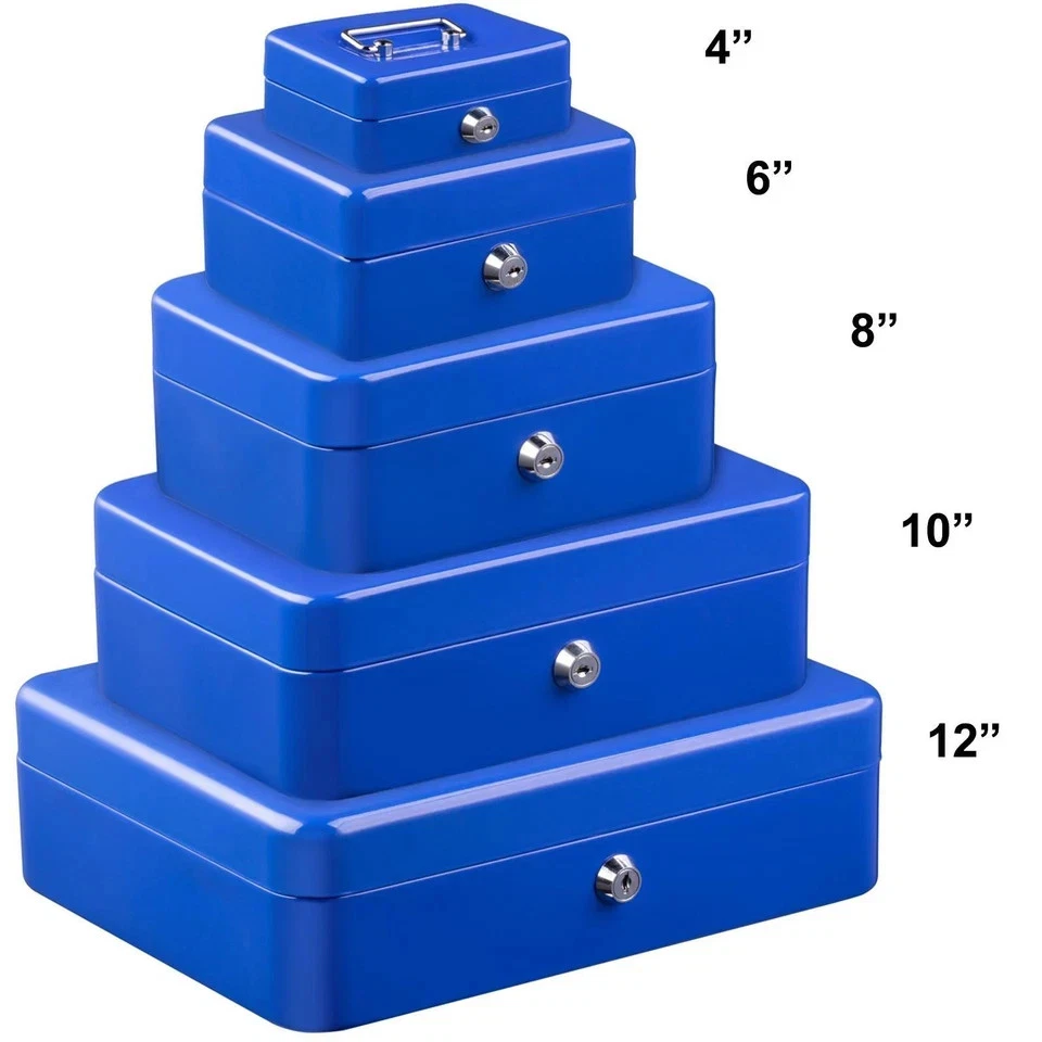 Metal Cash Box Money Bank Deposit Steel Tin Security Safe Petty Key Lockable - Image 3 of 4