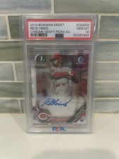 RECE HINDS ~ 2019 Bowman Draft Chrome AUTO ~ PSA 10 Gem Mint ~ Cincinnati Reds