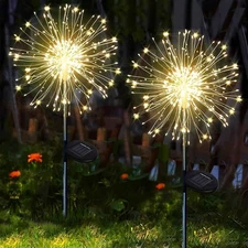 2-8pcs Solar Firework Lights LED Outdoor Waterproof Path Lawn Yard Garden Decor