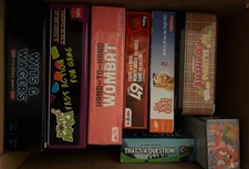 Lot of 8- Board Game Sushi Go Party, 49, Don't Panic, Monikers,  Get Rich Quick 