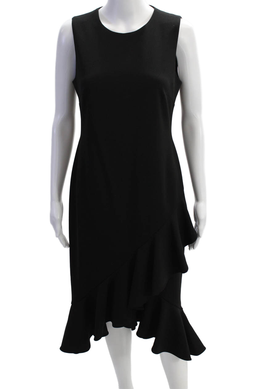 Calvin Klein Womens Sleeveless Ruffled Full Length Dress Black Size 6