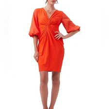 Trina Turk NWOT Twist Front Long Sleeve Orange Dress - Size Small