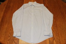 Brooks Brothers Shirt Mens 16-35 Large Blue White Plaid Non Iron Traditional Fit