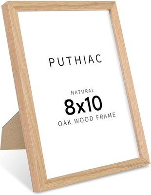 8x10 Solid Oak Wood Picture Frame, Fits 6x8 with Mat or 8x10 Without Mat, Wall