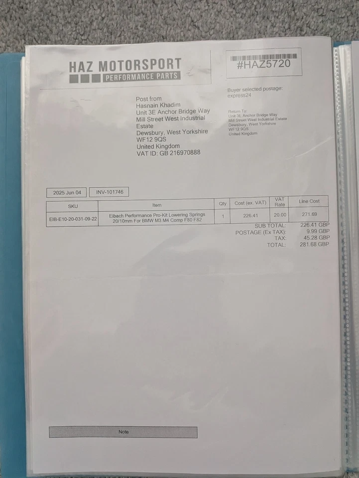 Eibach performance pro-kit lowering springs 20/10mm for BMW M3 M4 comp F80 F82 - Image 3 of 3