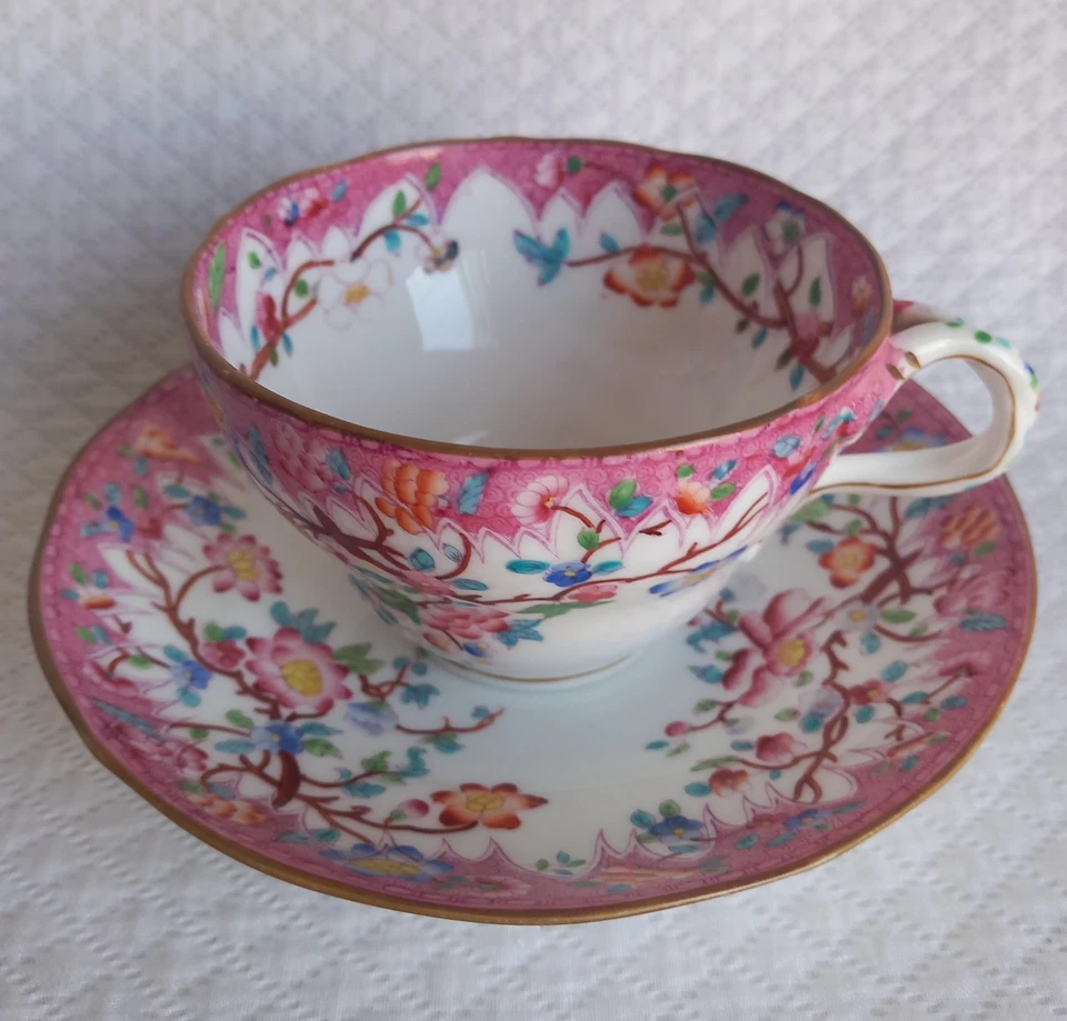 Tasse et sous-tasse anciennes Minton English Porcelain A2161 - Photo 3/4