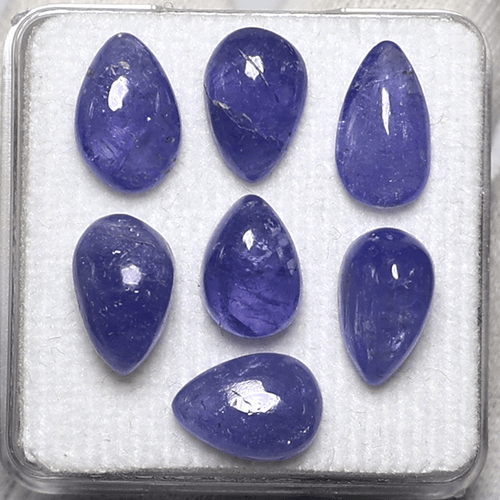 Lot 7 Pcs Natural Tanzanite Hi-Quality Untreated 10-12mm Pear Cabochon Gemstones - Picture 10 of 12