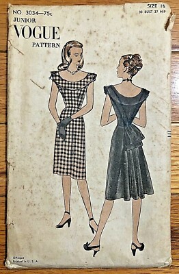 RARE VINTAGE 1940'S VOGUE 3034 FITTED SHEATH DRESS PATTERN, BUST 33-USED/CMPLT | eBay RARE VINTAGE 1940'S VOGUE 3034 FITTED SHEATH DRESS PATTERN, BUST 33-USED/CMPLT | eBay
