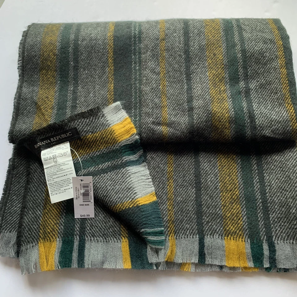 Новый с Ярлыками УНИСЕКС темно уголь клетку BANANAREPUBLIC шарф 25 «x 76» супер мягкий - Изображение 2 из 4