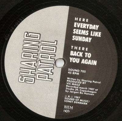 THE SHARING PATROL EVERYDAY SEEMS LIKE SUNDAY/BACK TO YOU 45+PS `87 MOD POWERPOP