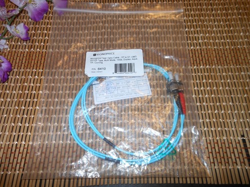 TWO ~ Monoprice 1 m OM3 ST to ST Fiber Optic Cables Aqua 106410S