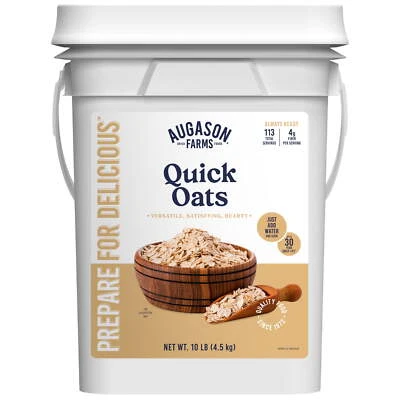 Augason Farms Quick Rolled Oats Emergency Food Storage 10 Pound Pail