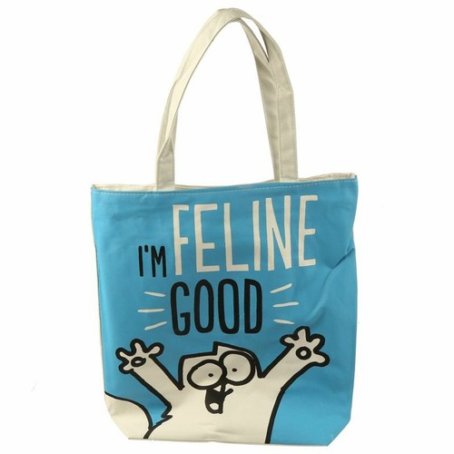 NEW Simon's Cat "I'm Feline Good" Vinyl Tote Travel Shopping Bag Shoulder Bag - Picture 1 of 2