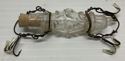 Antique Lowell B Calkin “Mini A Day” Glass Lure Tube Live Bait Lure 1930’s