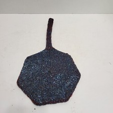 Old Vintage Blue Glass Beaded Snap Clossure Purse Handbag