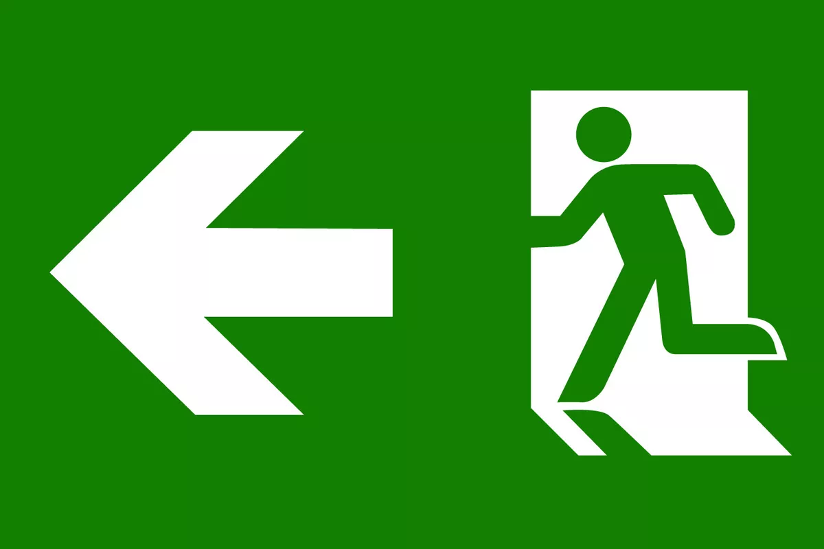 Emergency exit banner sign running man custom with your logo green