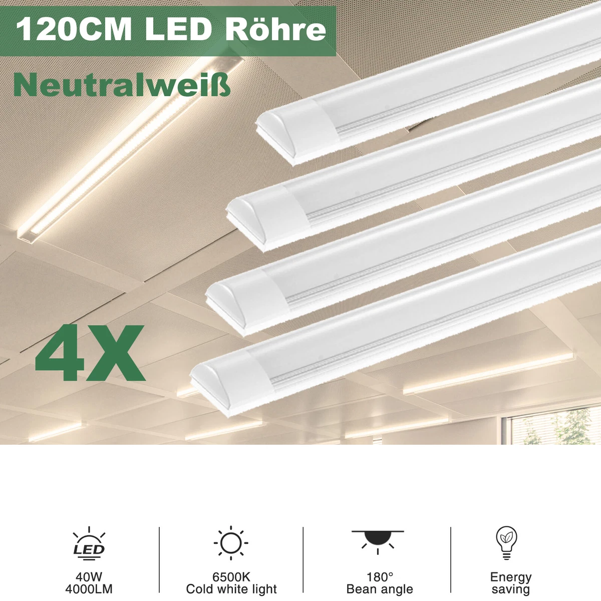 4X Slim LED Batten Strip Lights 4FT Bright for Garage Office Shop Gym Shed 120cm