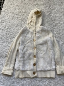 girls white fluffy cardigan