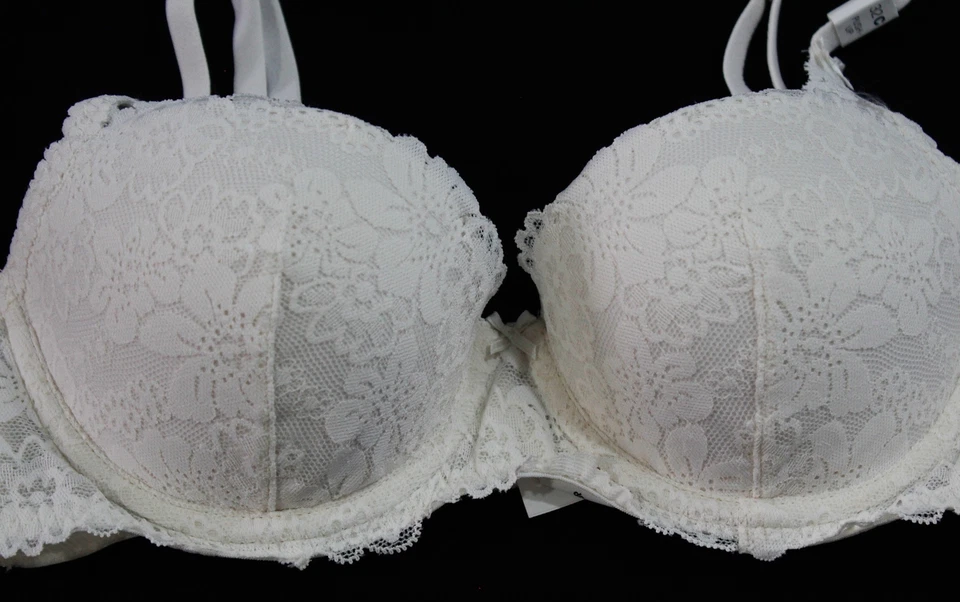 Sujetador Balconette Rosa Para Mujer Guiño Encaje Push Up Acolchado EJ3 Blanco Talla 32C Nuevo Con Etiquetas Foto 2 de 3