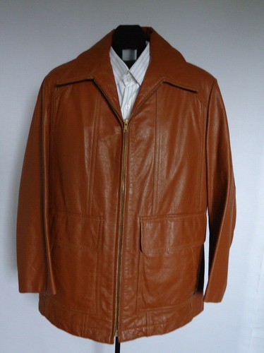 VTG 70s LEATHER JACKET MCGREGOR STADIUM 