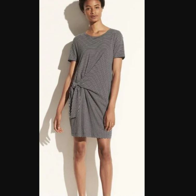 Vince Classic Stripe Side Tie Dress in Blue and Gray Jersey Size Medium | eBay Vince Classic Stripe Side Tie Dress in Blue and Gray Jersey Size Medium | eBay