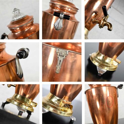 Vintage Art Deco Brass & Copper Coffee Urns Bakelite Handles Set of 4 - Picture 9 of 12