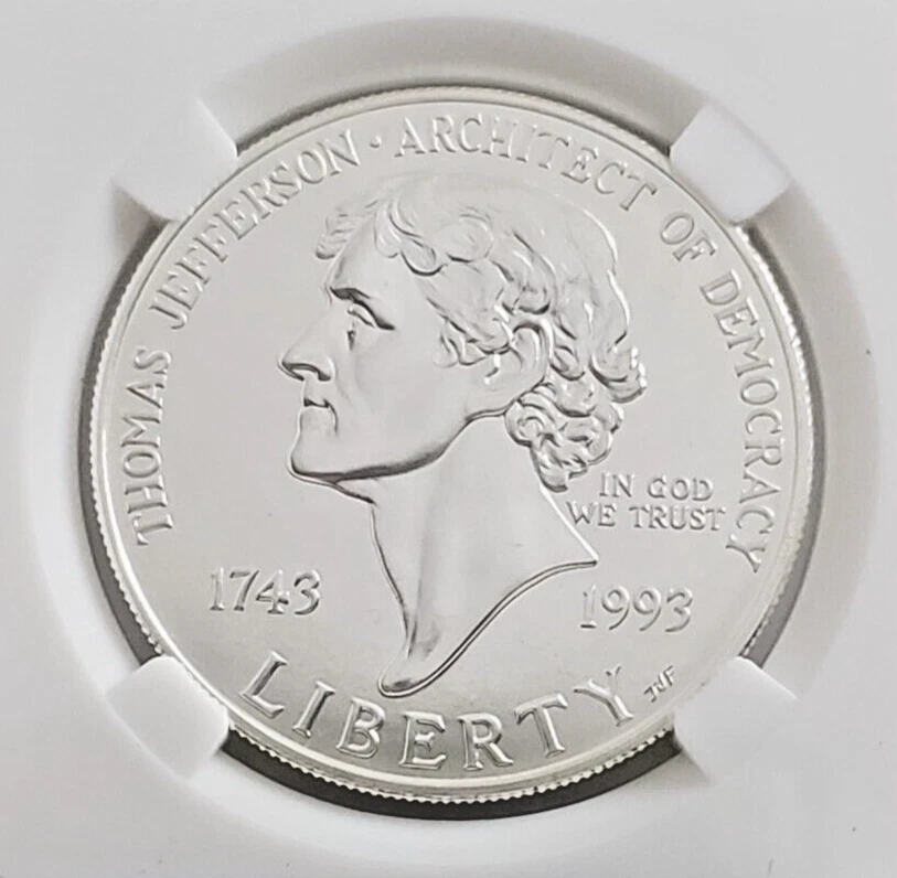 1993-P Thomas Jefferson - Silver Dollar with Vintage Stamps - Very Nice! W17 - Image 4 of 4