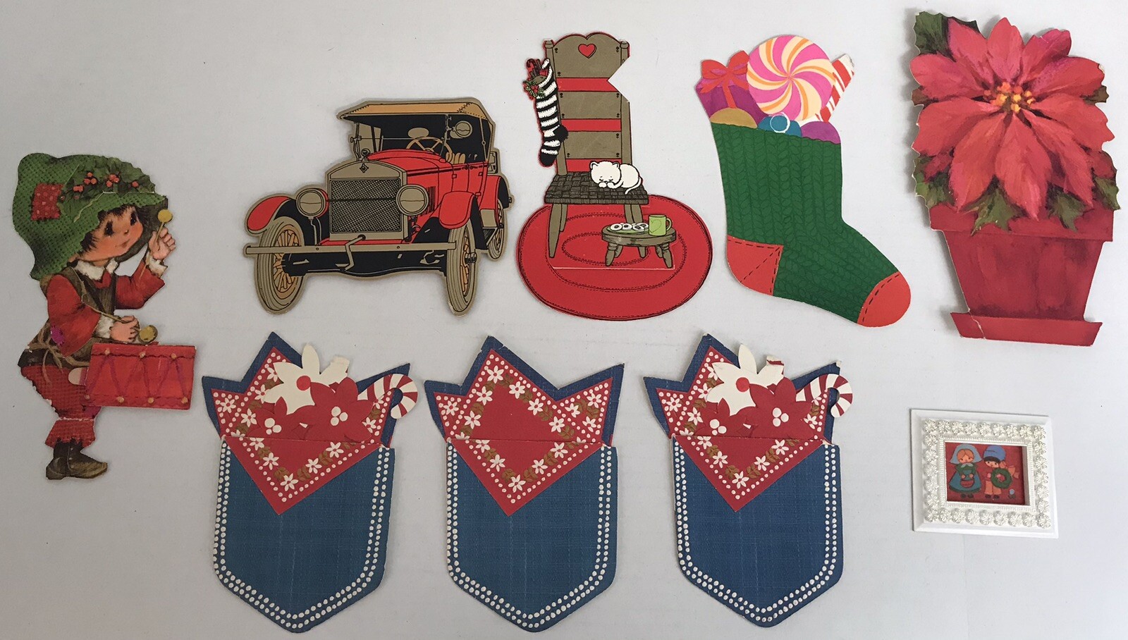 Vintage Hallmark Christmas Holiday Die Cut Ornaments Decorations Lot Of 9