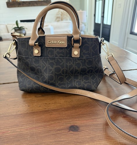 calvin klein signature handbag/crossbody Brown Gold Hardware | eBay