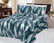 Rayon from Bamboo Bedding Soft Printed 3 Piece Duvet Cover Set, Navy Blue Ikat