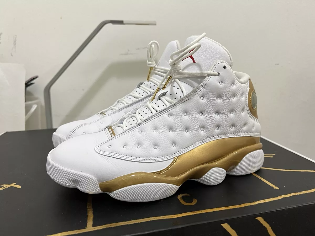 NIKE AIR JORDAN 13 DMP, Size 9.5 414571-135, White/Gold, With Box