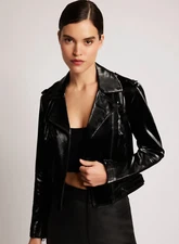Blanc Noir Leather Mesh Jacket_ - size S