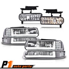 Fit For 99-02 Led Drl Headlights Chevy Silverado 00-06 Tahoe Lamps Fog Lights