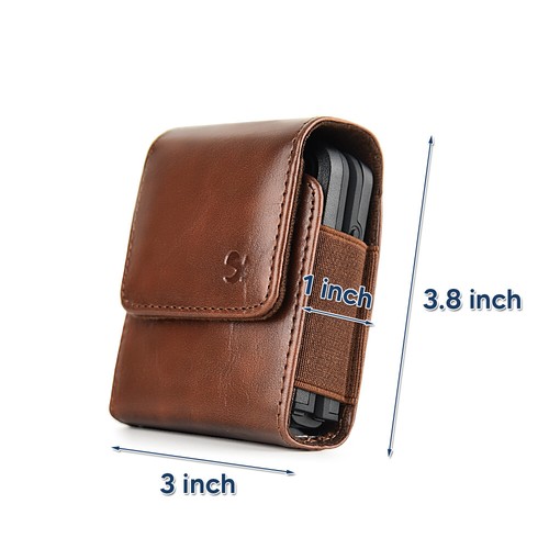 Men's Luxury Faux Leather Belt Loop Holster For Samsung Galaxy Z Flip 5 / Flip 4 - Picture 9 of 25