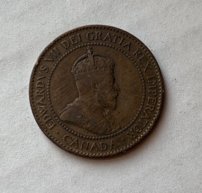 1906 EDWARD VII DEI GRATIA REX IMPERATOR CANADA ONE CENT COIN VF