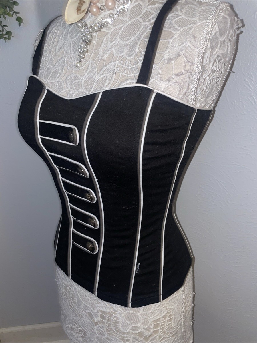 トップス [BOHEMIAN SEOUL] GRUNGE BIKER BUSTIER Vintage Tripp NYC Black Bustier Corset Top Sz S Hot Topic