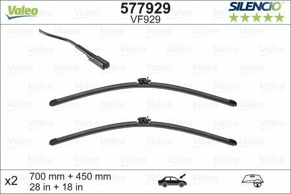 "Valeo Silencio Flach Wischerblatt Satz - Vorne - 28 \"/ 18 \" - FüR Mercedes Evito"-image