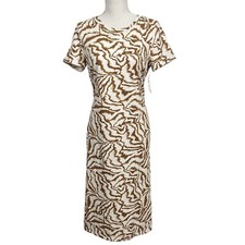 NWT Nine West Brown Animal Print T-Shirt Midi Dress Size S Cotton Summer Travel